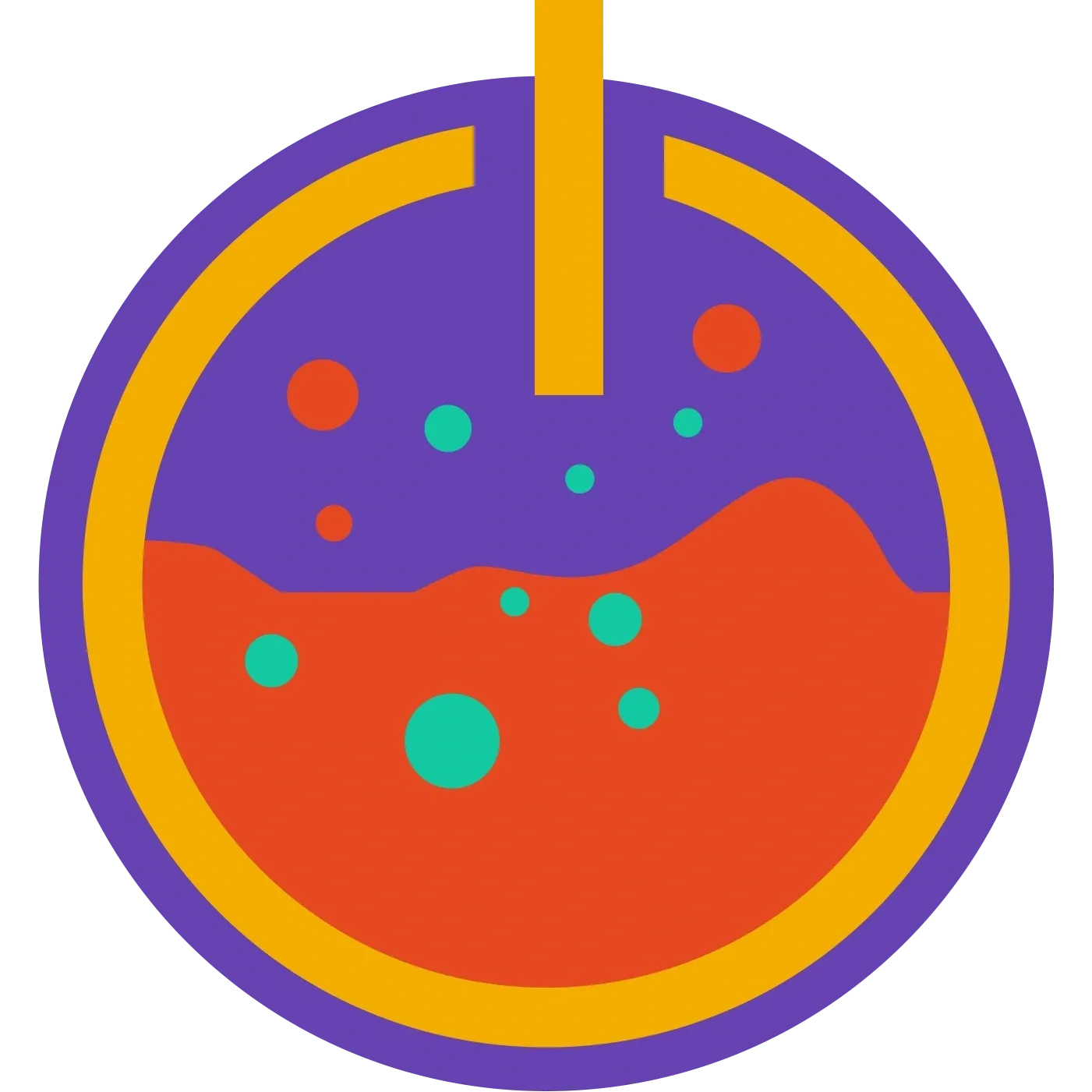 A colorful picture of an orange and purple circle.